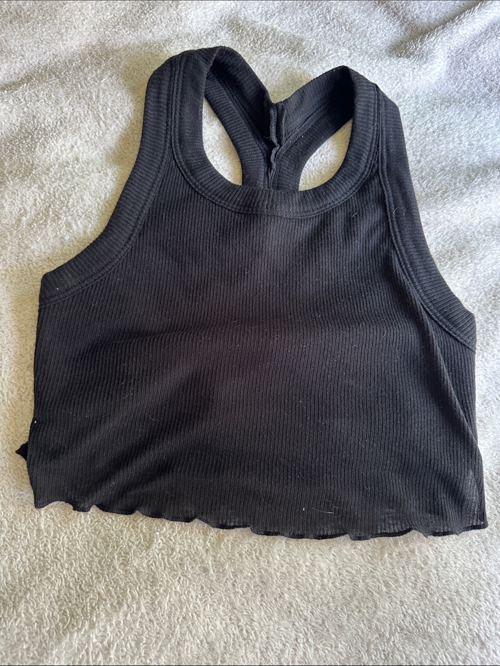 FP - movement- Black Ribbed Racerback Crop Tank Top -